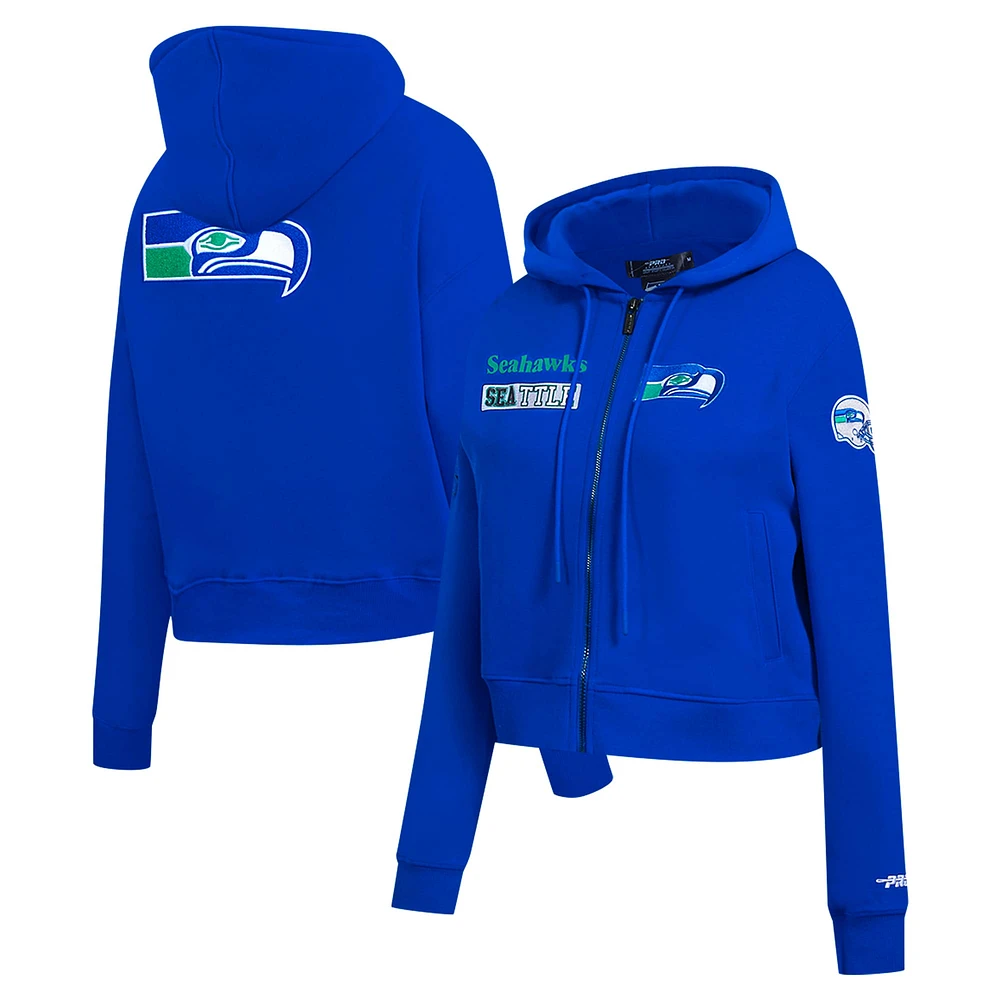 Sweat à capuche zippé avec logo fendu Pro Standard Royal Seattle Seahawks pour femme