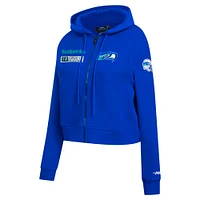 Sweat à capuche zippé avec logo fendu Pro Standard Royal Seattle Seahawks pour femme