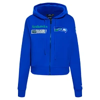 Sweat à capuche zippé avec logo fendu Pro Standard Royal Seattle Seahawks pour femme