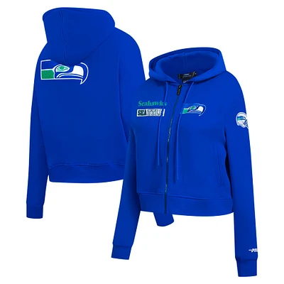 Sweat à capuche zippé avec logo fendu Pro Standard Royal Seattle Seahawks pour femme