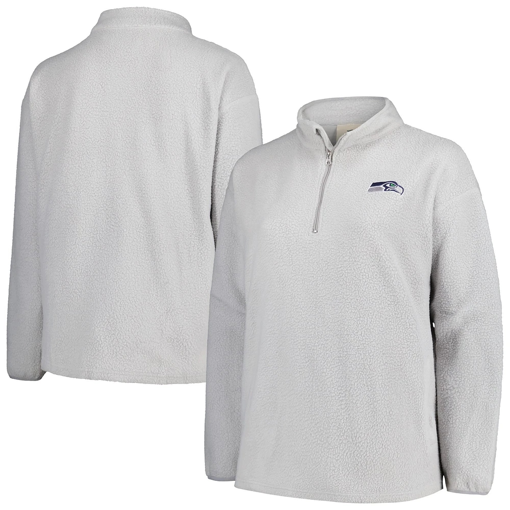 Women's Profile Gray Seattle Seahawks Plus Sherpa Quarter-Zip Jacket