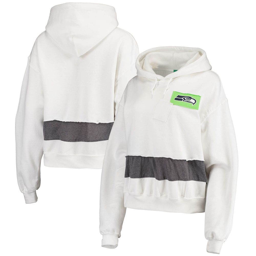 Women's Refried Apparel White Seattle Seahawks Sustainable Crop Dolman Pullover Hoodie