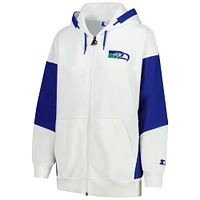 Sweat à capuche entièrement zippé pour femme Starter White Seattle Seahawks Scrimmage