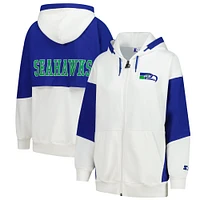 Sweat à capuche entièrement zippé pour femme Starter White Seattle Seahawks Scrimmage