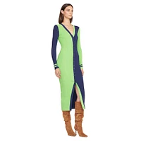 Robe pull boutonnée en tricot STAUD vert fluo/marine Seattle Seahawks Shoko pour femme