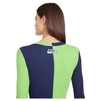 Robe pull boutonnée en tricot STAUD vert fluo/marine Seattle Seahawks Shoko pour femme