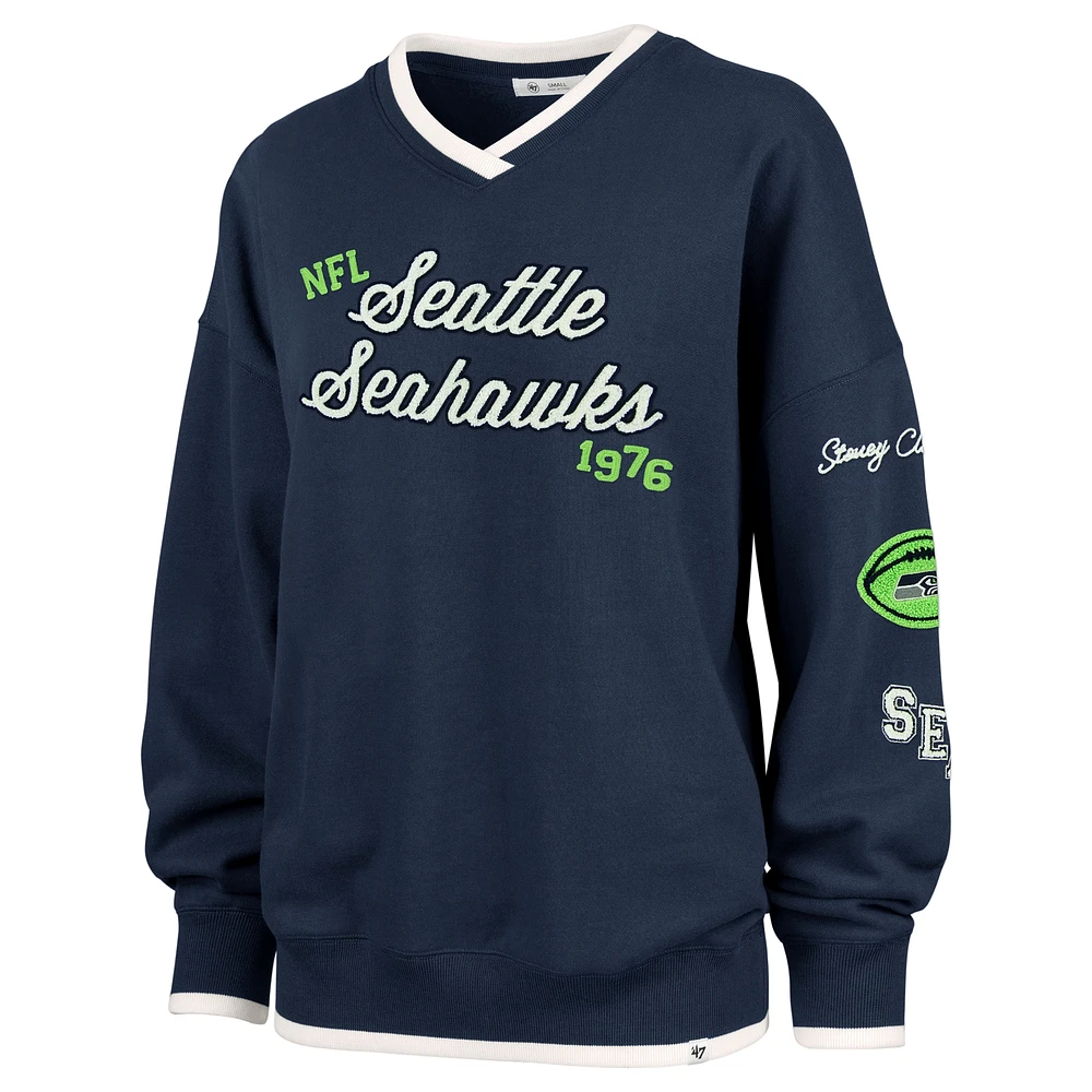 Women's Stoney Clover Lane x '47 College Navy Seattle Seahawks Eighties Pullover Sweatshirt