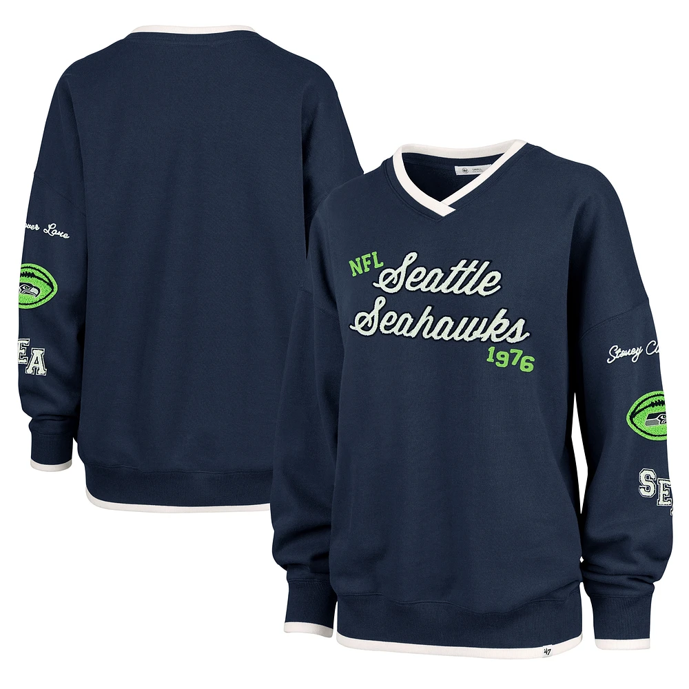 Women's Stoney Clover Lane x '47 College Navy Seattle Seahawks Eighties Pullover Sweatshirt