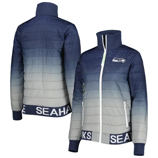 Seattle Seahawks WEAR by Erin Andrews Women's Color-Block Full-Zip Hoodie -  Navy/White