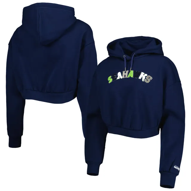 Youth Seattle Seahawks College Navy Color Block Raglan Pullover Hoodie