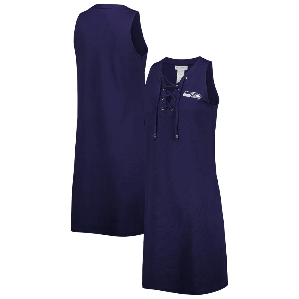 Women's Tommy Bahama College Navy Seattle Seahawks Island Cays Lace-Up Dress