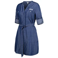 Women's Tommy Bahama Denim Seattle Seahawks Mission Beach Indigo Button-Up Long Sleeve Dress