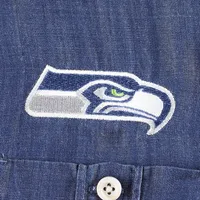 Women's Tommy Bahama Denim Seattle Seahawks Mission Beach Indigo Button-Up Long Sleeve Dress