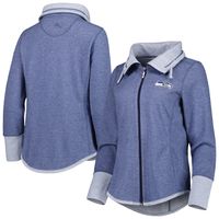 Women's Tommy Bahama Heathered College Navy Seattle Seahawks Sport Sun Fade Full-Zip Sweatshirt