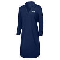 Women's Tommy Bahama Navy Seattle Seahawks Ashby Isles Three-Quarter Length Sleeve Pullover
 Jersey Dress