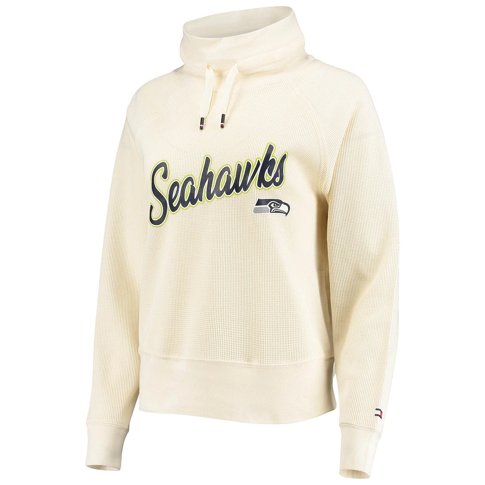 Women's Tommy Hilfiger Cream Seattle Seahawks Zoey Raglan Pullover Sweatshirt & Pants Tri-Blend Lounge Set