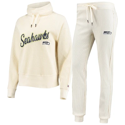 Women's Tommy Hilfiger Cream Seattle Seahawks Zoey Raglan Pullover Sweatshirt & Pants Tri-Blend Lounge Set