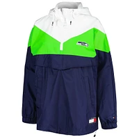 Veste coupe-vent à capuche Tommy Hilfiger Seattle Seahawks Staci pour femme, blanc/vert fluo