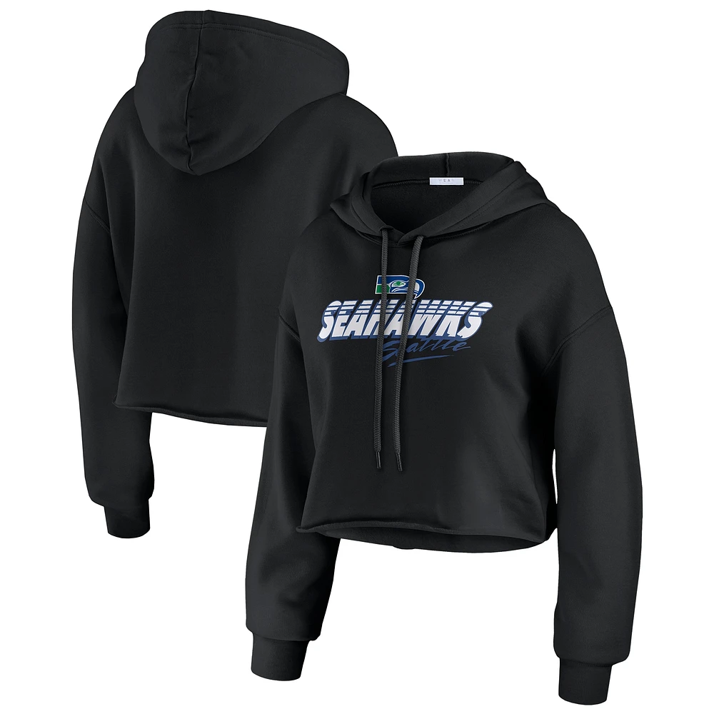 Sweat à capuche court noir Seattle Seahawks Prime pour femme WEAR by Erin Andrews