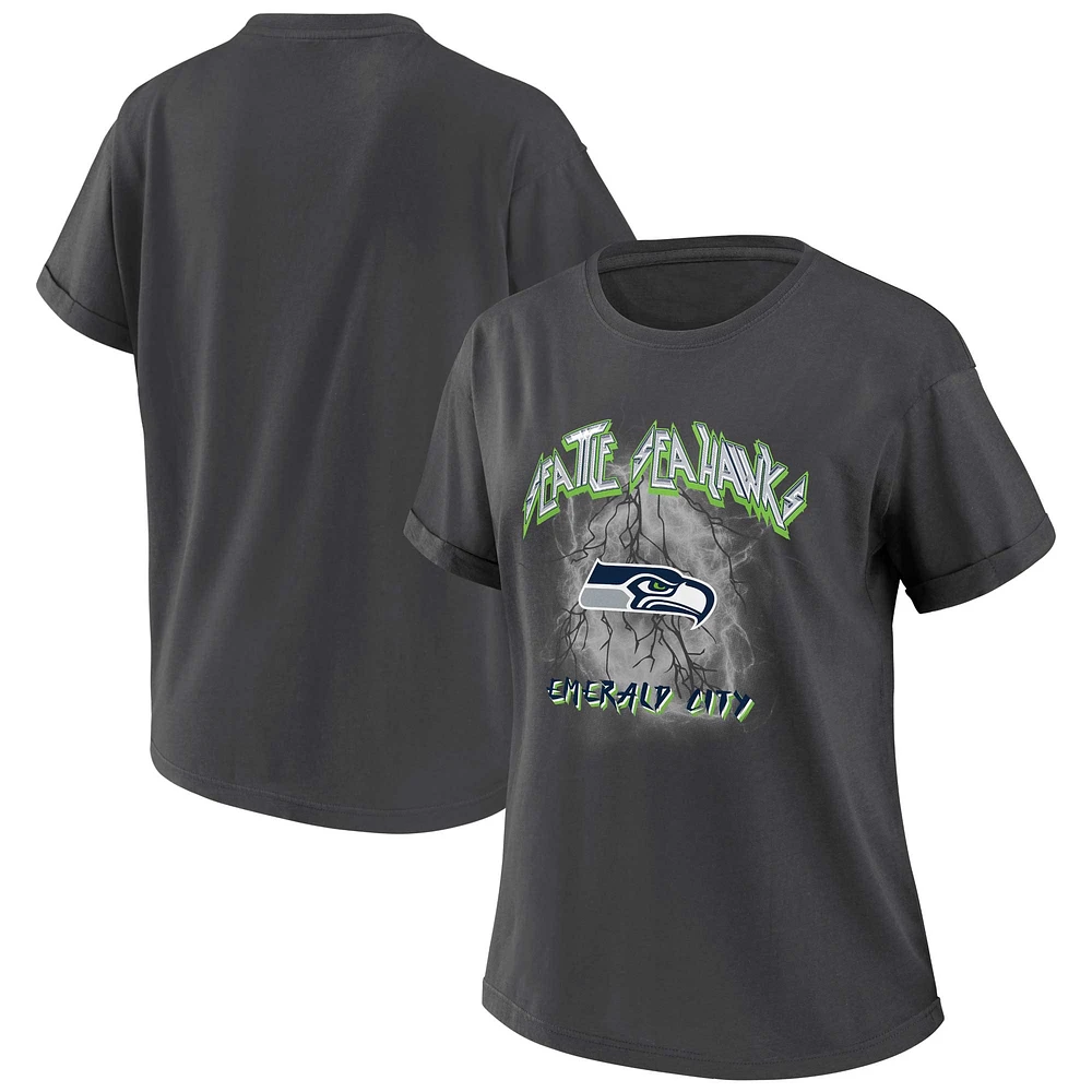 Women's WEAR by Erin Andrews Charcoal Seattle Seahawks Boyfriend T-Shirt