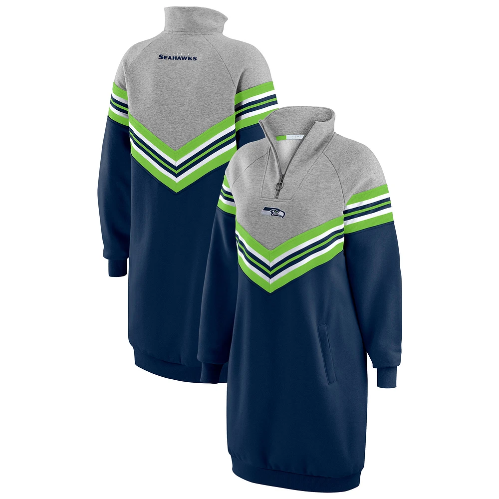 Women's WEAR by Erin Andrews  College Navy/Heather Gray Seattle Seahawks Chevron Stripe Dress