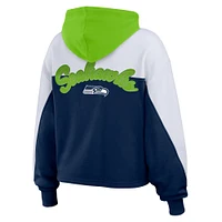 Women's WEAR by Erin Andrews College Navy/White Seattle Seahawks Color Block Full-Zip Hoodie