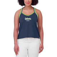 Women's WEAR by Erin Andrews College Navy Seattle Seahawks Cross Strap Tri-Blend Tank Top