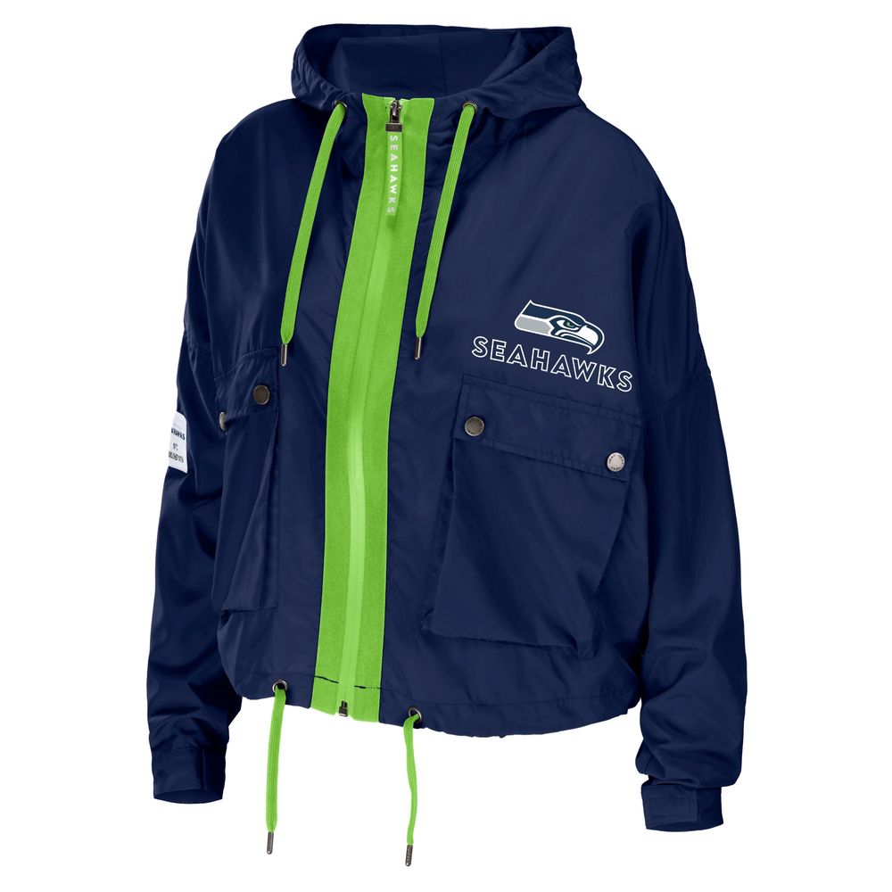 WEAR by Erin Andrews Women's WEAR by Erin Andrews College Navy Seattle  Seahawks Full-Zip Hoodie Jacket