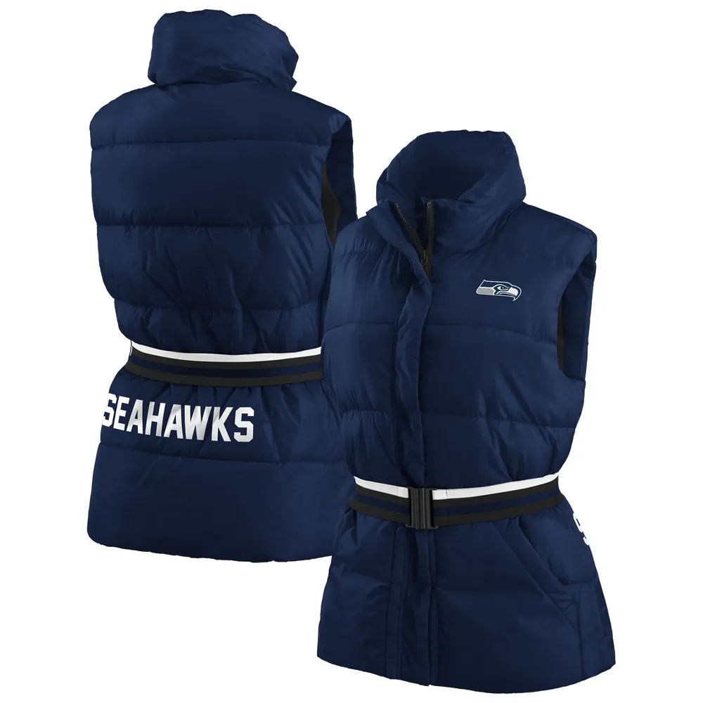 Lids Seattle Seahawks WEAR by Erin Andrews Women's Full-Zip Puffer Vest  with Belt - College Navy