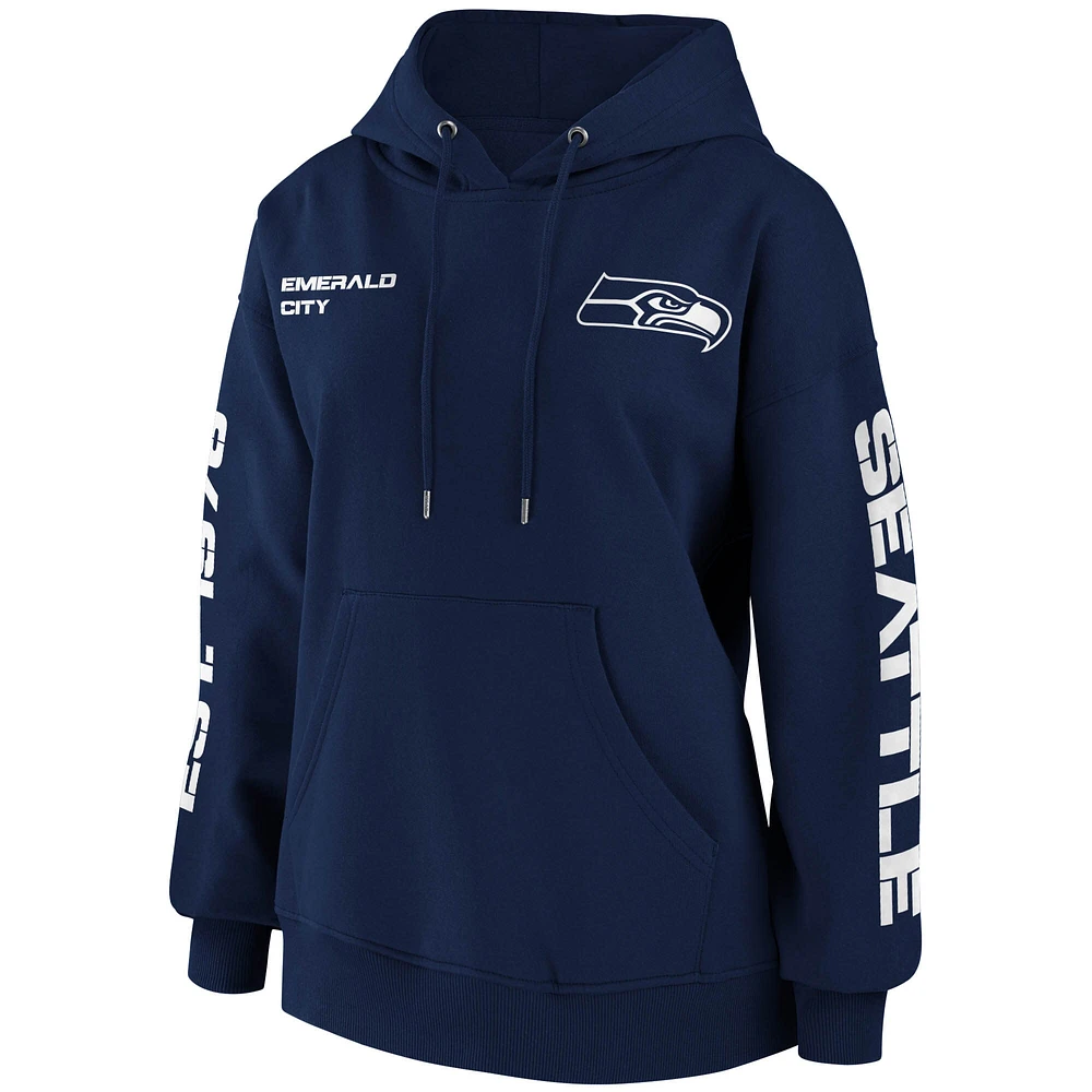 Sweat à capuche WEAR by Erin Andrews College bleu marine des Seahawks de Seattle pour femmes