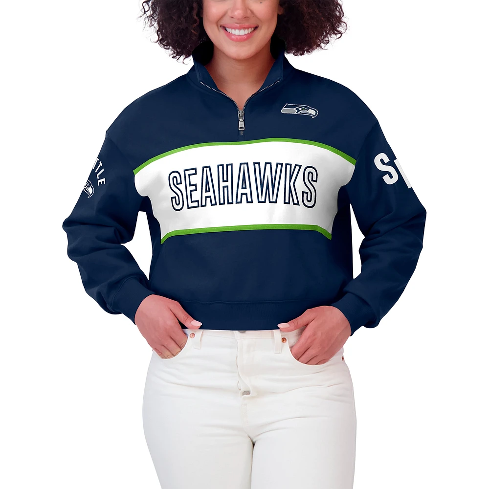 Veste zippée quart de tour WEAR by Erin Andrews College Navy pour femme des Seattle Seahawks