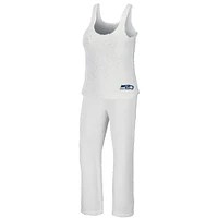 Women's WEAR by Erin Andrews Cream Seattle Seahawks Plus Cozy Scoop Neck Tank Top & Pants Set