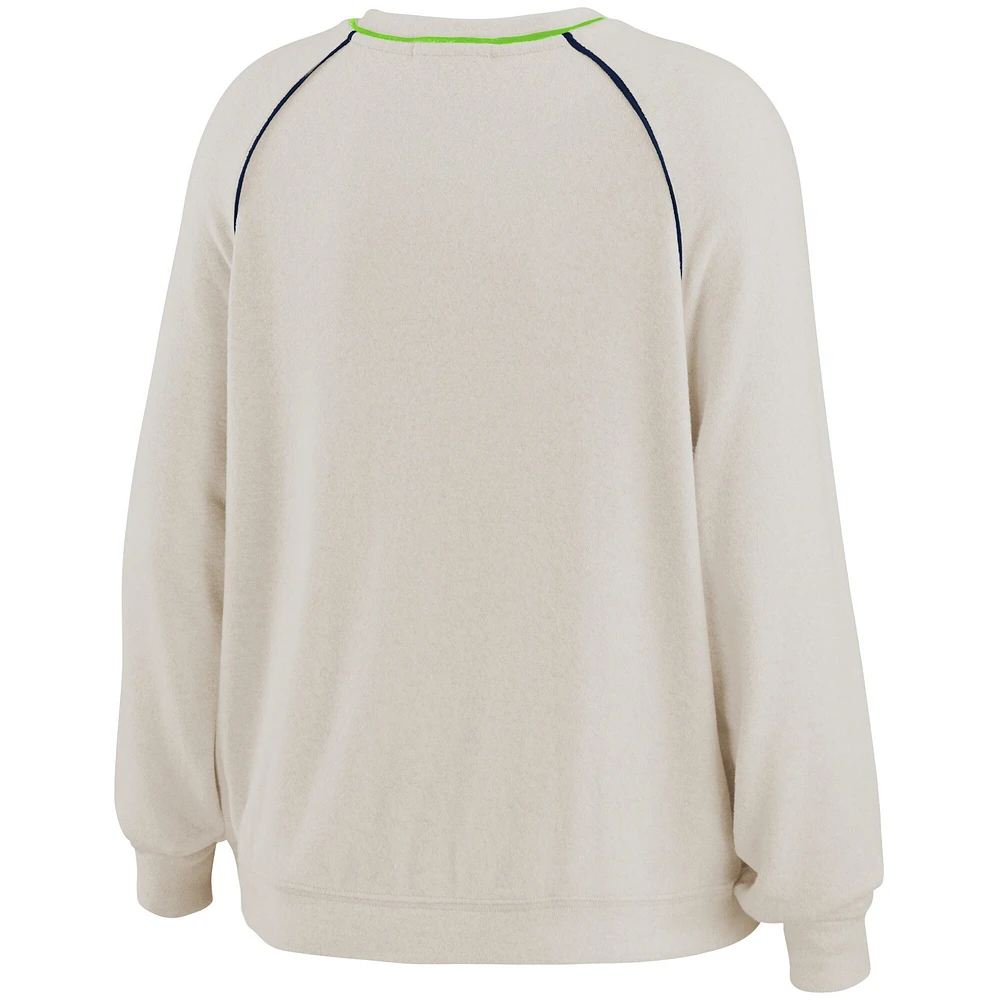 WEAR par Erin Andrews crème Seattle Seahawks Tri-Blend Raglan Pullover Sweatshirt & Pants - Ensemble de salon