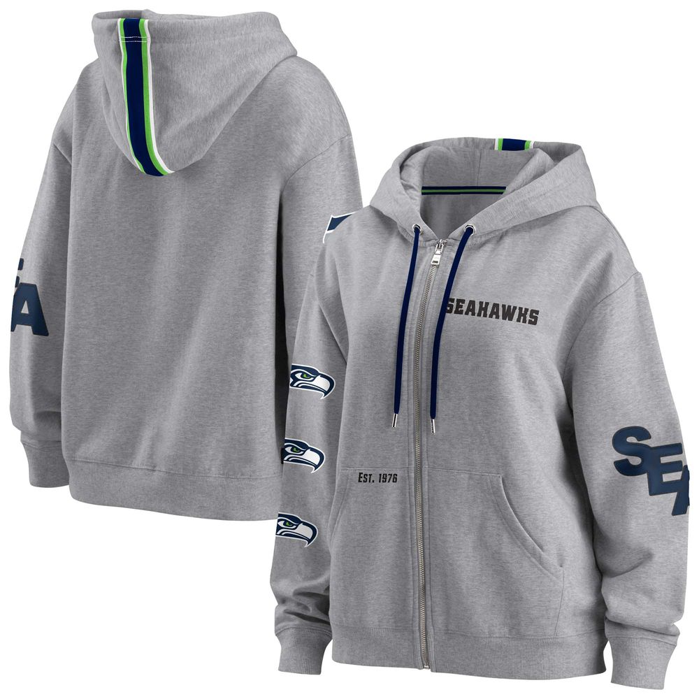 Women's WEAR by Erin Andrews Gray Seattle Seahawks Full-Zip Hoodie