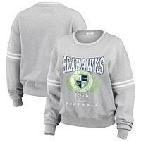 Women's WEAR by Erin Andrews Heather Gray Seattle Seahawks Crest Cropped Pullover Sweatshirt