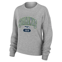 Women's WEAR by Erin Andrews Heather Gray Seattle Seahawks Knit Long Sleeve Tri-Blend T-Shirt & Pants Sleep Set