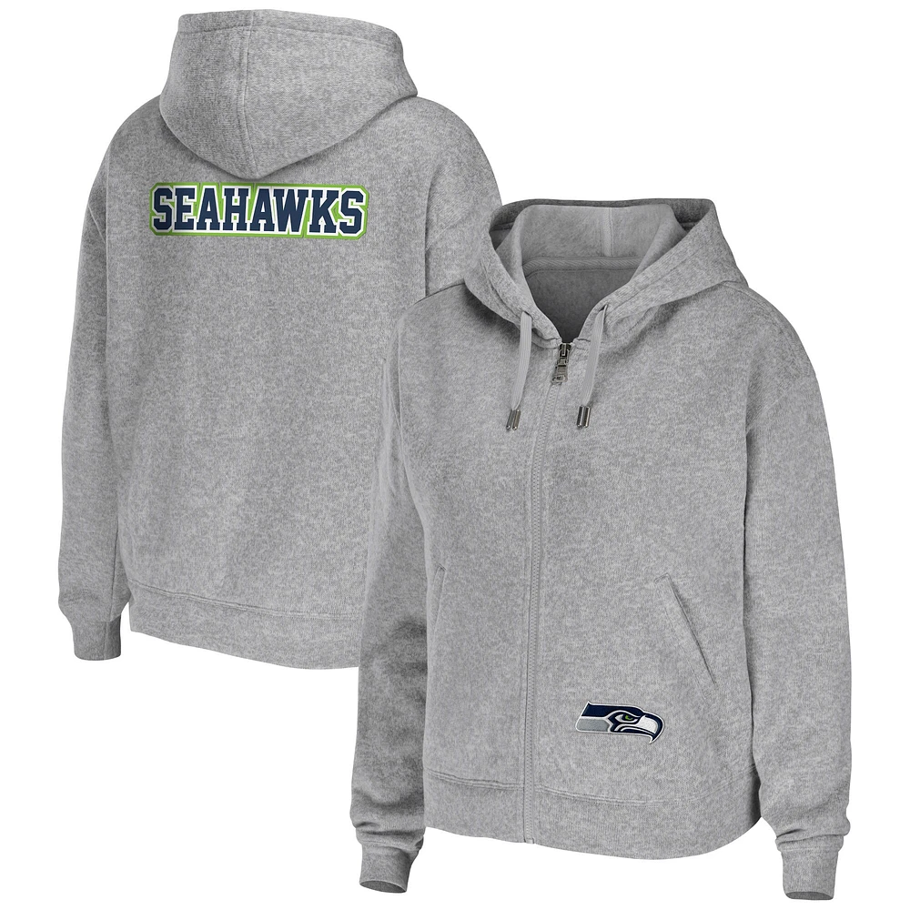 Sweat à capuche zippé grande taille pour femme WEAR by Erin Andrews Heather Grey Seattle Seahawks