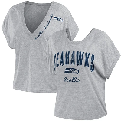 T-shirt réversible gris chiné pour femme WEAR by Erin Andrews des Seattle Seahawks