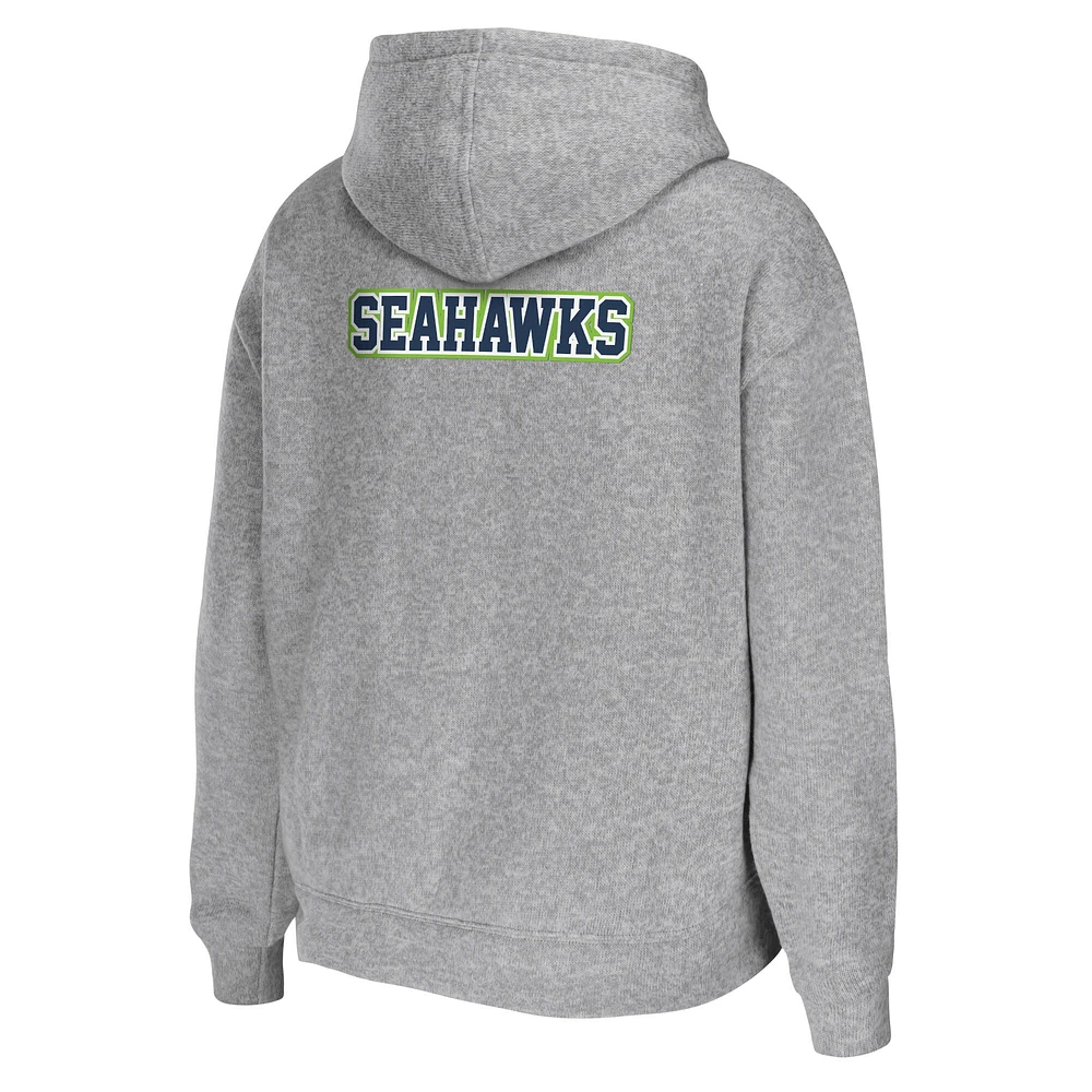 Sweat à capuche entièrement zippé gris chiné de l'équipe des Seattle Seahawks pour femme WEAR by Erin Andrews