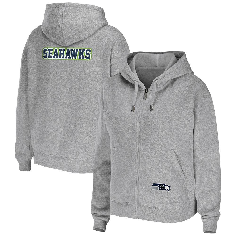 Women's WEAR by Erin Andrews Heathered Gray Seattle Seahawks Team Full-Zip Hoodie