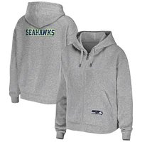 Sweat à capuche entièrement zippé gris chiné de l'équipe des Seattle Seahawks pour femme WEAR by Erin Andrews