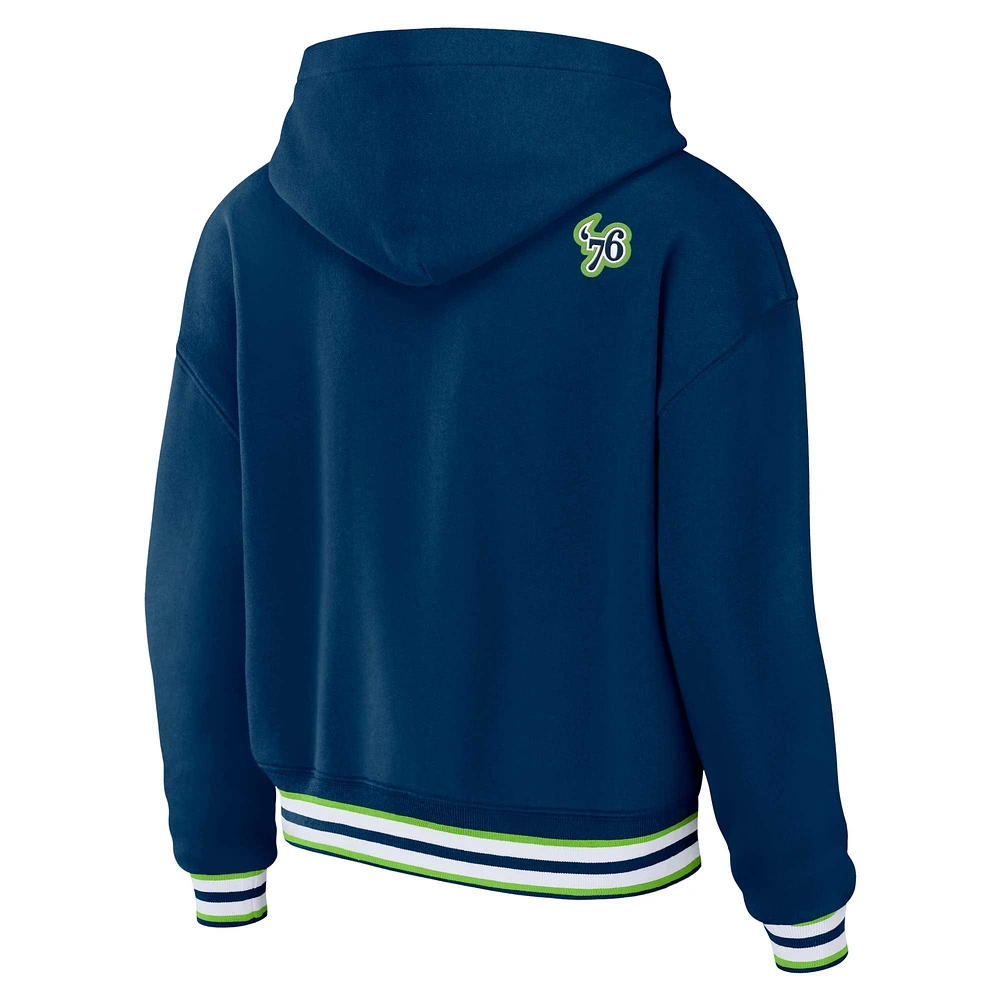 Women's WEAR by Erin Andrews Navy Seattle Seahawks Lace-Up Pullover Hoodie