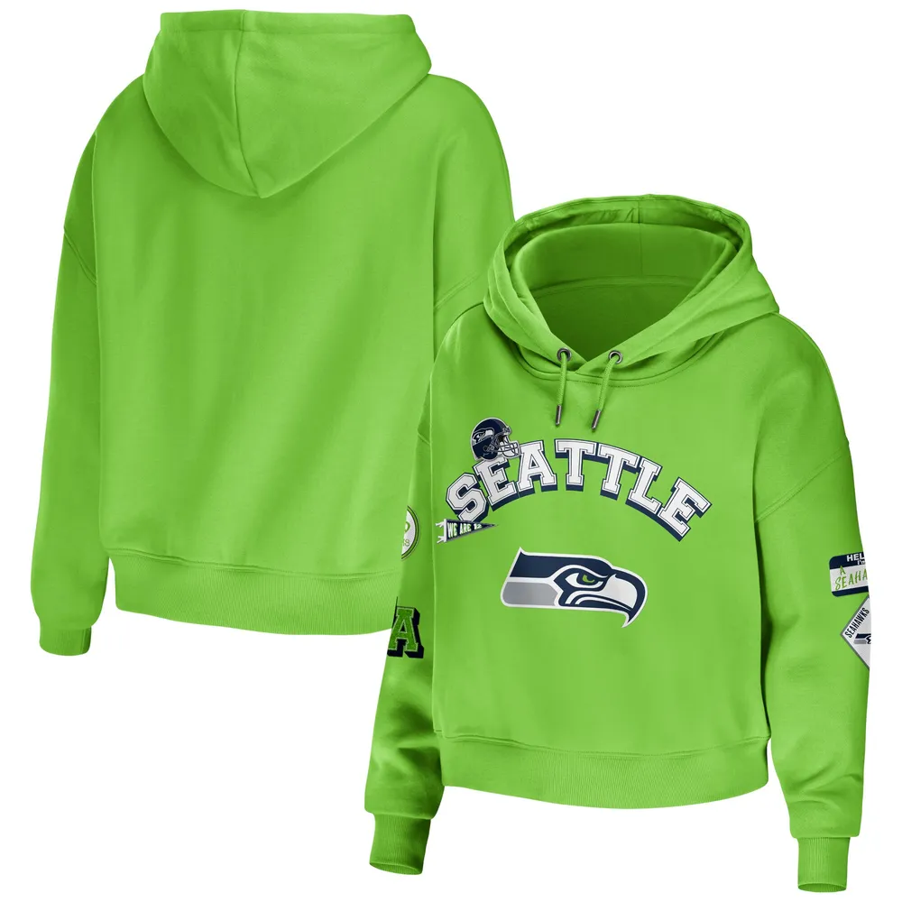 Lids Seattle Seahawks WEAR by Erin Andrews Women's Modest Cropped Pullover  Hoodie - Neon Green