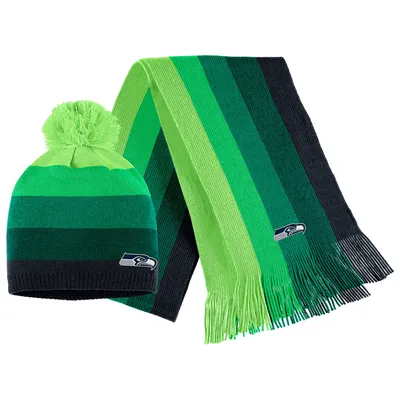 Seattle Seahawks WEAR by Erin Andrews Women's Ombre Pom Knit Hat and Scarf Set - Neon Green