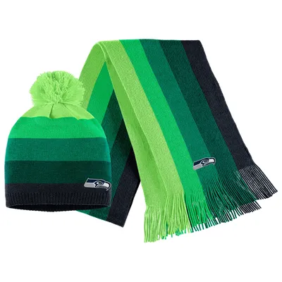 Philadelphia Eagles WEAR by Erin Andrews Women's Colorblock Cuffed Knit Hat  with Pom and Scarf Set - Midnight Green