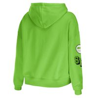 Women's WEAR by Erin Andrews Neon Green Seattle Seahawks Plus Modest Cropped Pullover Hoodie