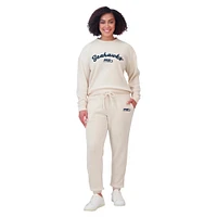 Women's WEAR by Erin Andrews  Oatmeal Seattle Seahawks Plus Rib-Knit Long Sleeve T-Shirt & Pants Lounge Set