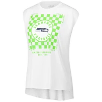 Women's WEAR by Erin Andrews White Seattle Seahawks Checker Muscle Tank Top