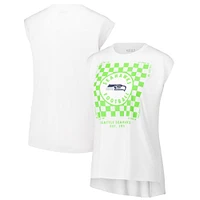 Women's WEAR by Erin Andrews White Seattle Seahawks Checker Muscle Tank Top