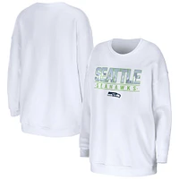 Women's WEAR by Erin Andrews White Seattle Seahawks Domestic Pullover Sweatshirt